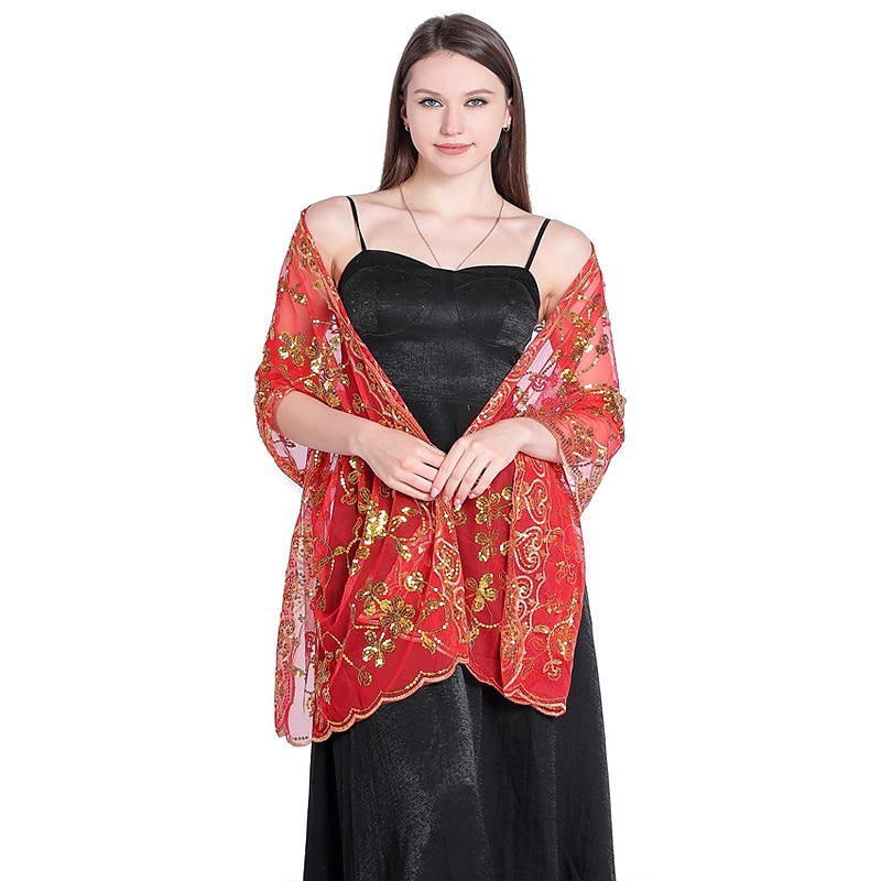 Sjal  Wrap Sjal Kvinner Bryllupsgjest Wrap Glitrende  Skinne Elegant Brud Uten Ermer Bryllups Wraps Med Splitt Bryllup Sommer kle deg å imponere 2025 - $19.99 –P2