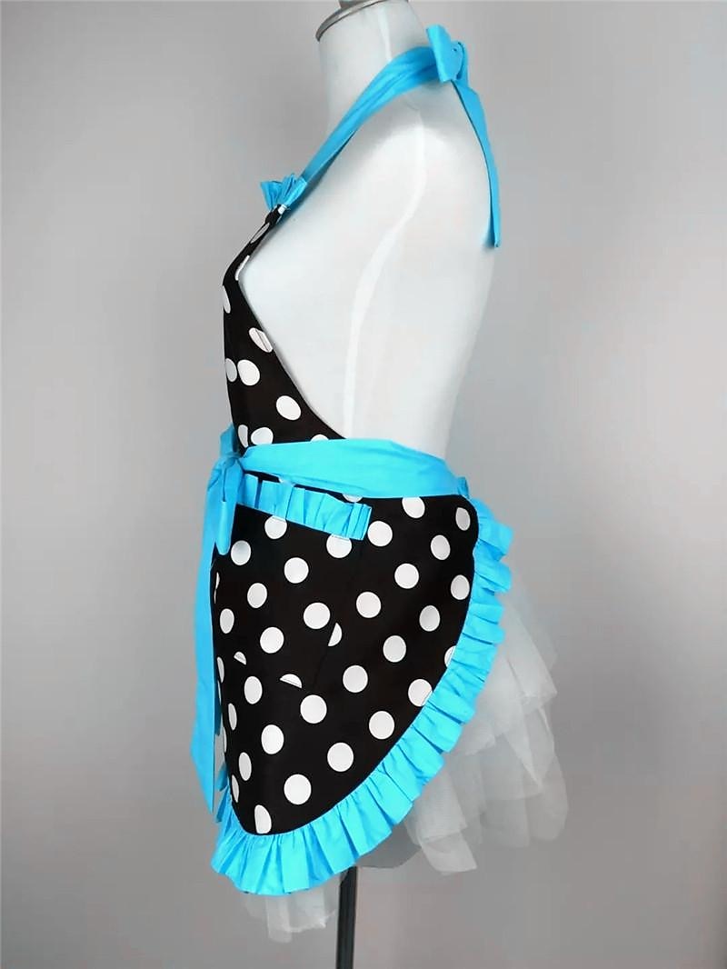 delantal de chef de algodón para mujeres y hombres, delantal de cocina, delantal de jardinería personalizado lunares salón pinafore delantal vintage regalo de la madre 2026 - $26.99 –P15