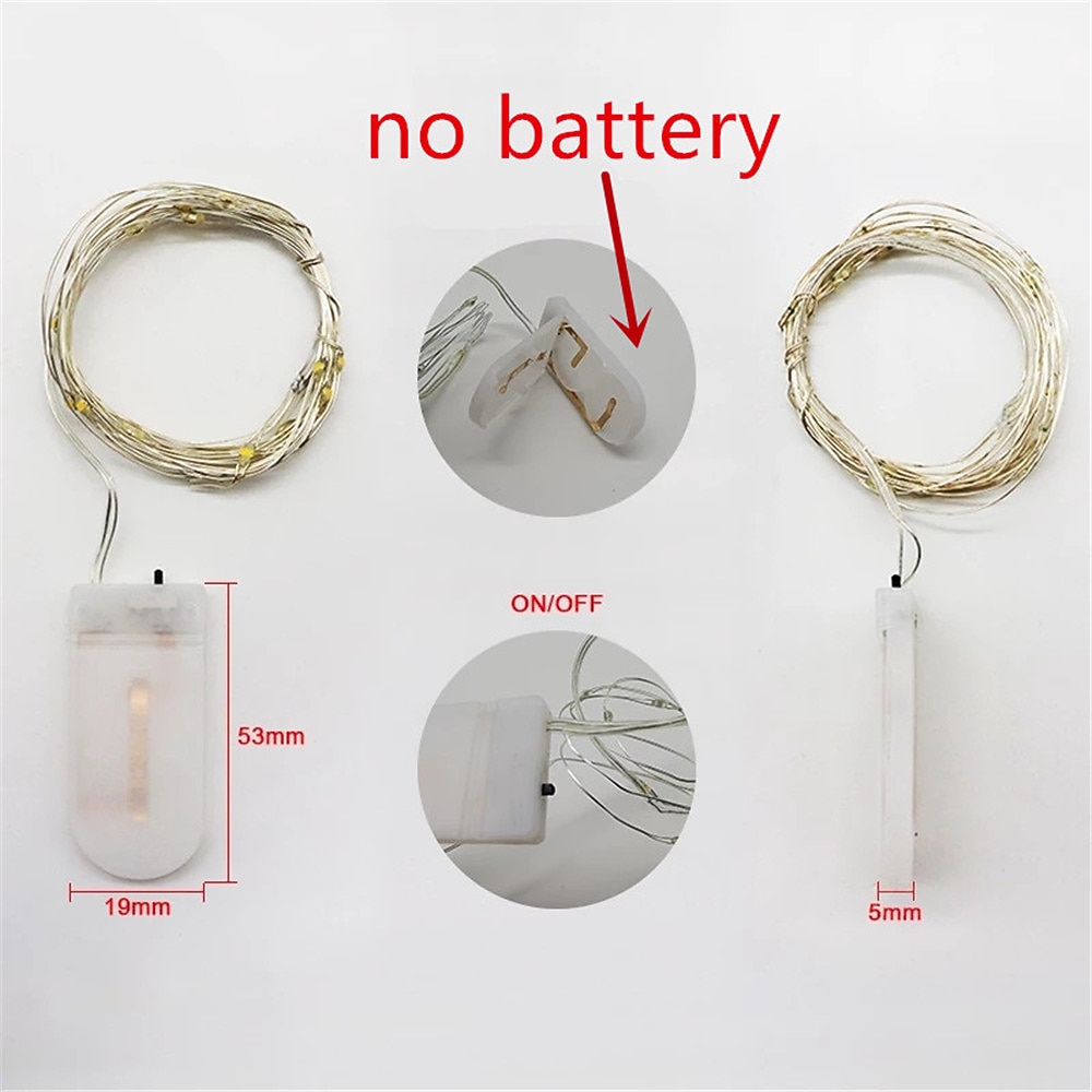 10 шт. рождественских светодиодных огней 1м 10LEDs медная проволока гирлянда работающая от батареек для новогоднего декора свадьбы вечеринки без батареи 2025 - $14.99 –P10