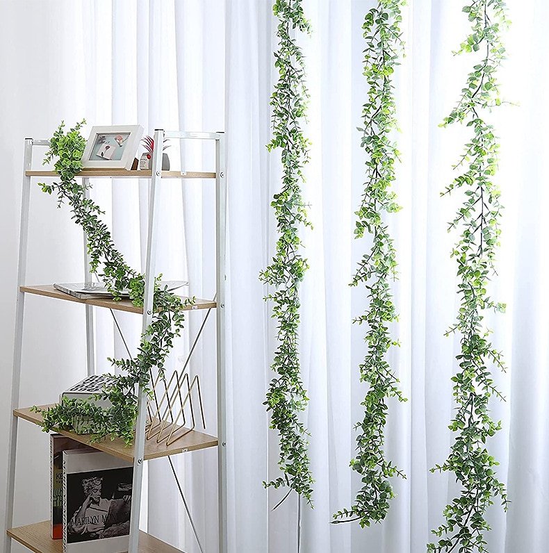 1PC artificial green plant artificial eucalyptus wreath vine 1.8m ins eucalyptus wall hanging simulation plant vine Wedding Decoration 2025 - $13.99 –P4