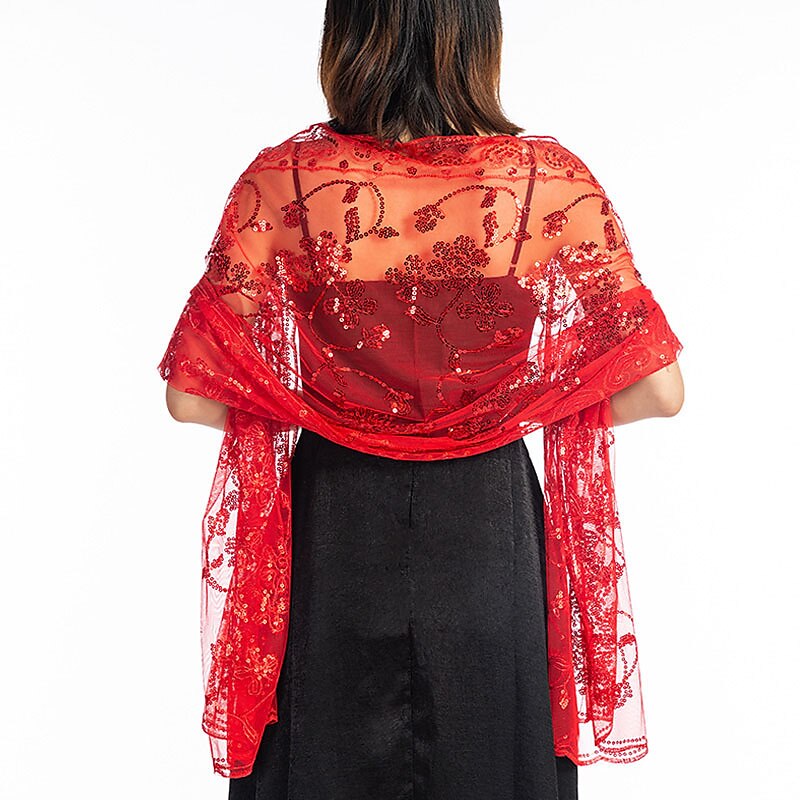 Sjaal & Omslagdoek Omslagdoeken Damesomslag Glitter & Sprankel Elegant Bruids Mouwloos Polyester Bruiloftsomslagen Met Prints Voor Bruiloft Zomer 2025 - $18.99 –P1