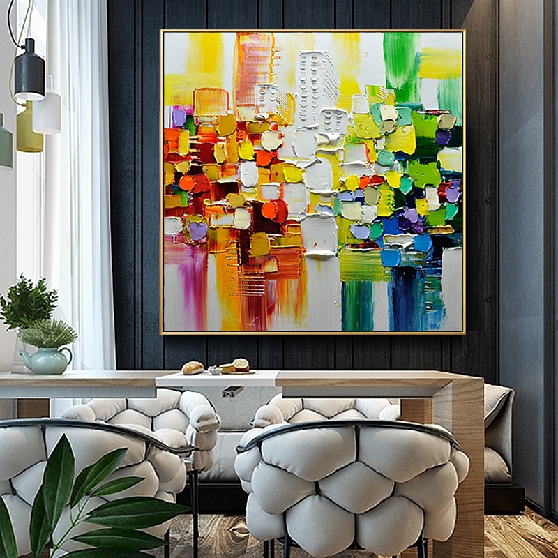 Pintura al óleo hecha a mano lienzo arte de la pared decoración paleta cuchillo pintura color fantasía para decoración del hogar enrollado sin marco pintura sin estirar 2025 - $131.99 –P1