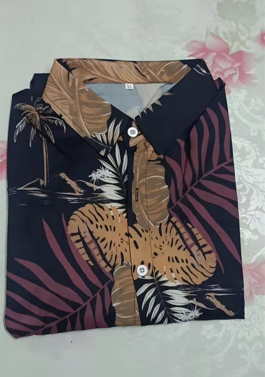 Homme Floral Feuille de palmier Plantes tropicales Chemise Chemise hawaïenne Chemise Aloha Manche Courte Chemise Col Classique Rétro Vintage Design Sexy Vacances Soirée Plein Air Noir Rouge Bleu S M L de 2025 ? $24.99 –P4