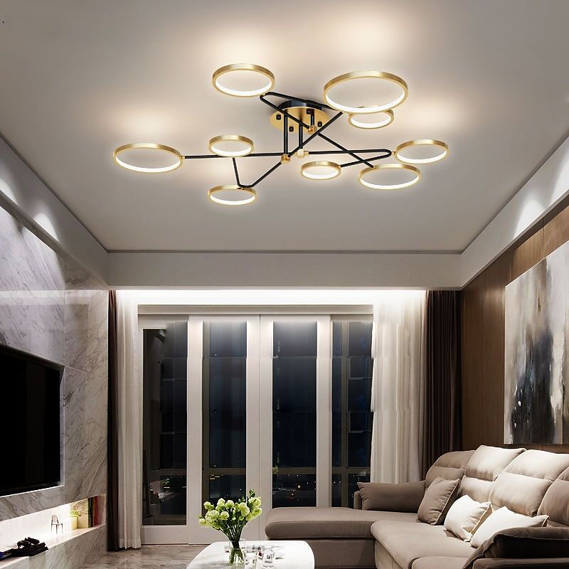 142 cm dimbar taklampe led nordisk stil metall sirkelmalte overflater moderne 220-240v 2025 - $493.49 –P1