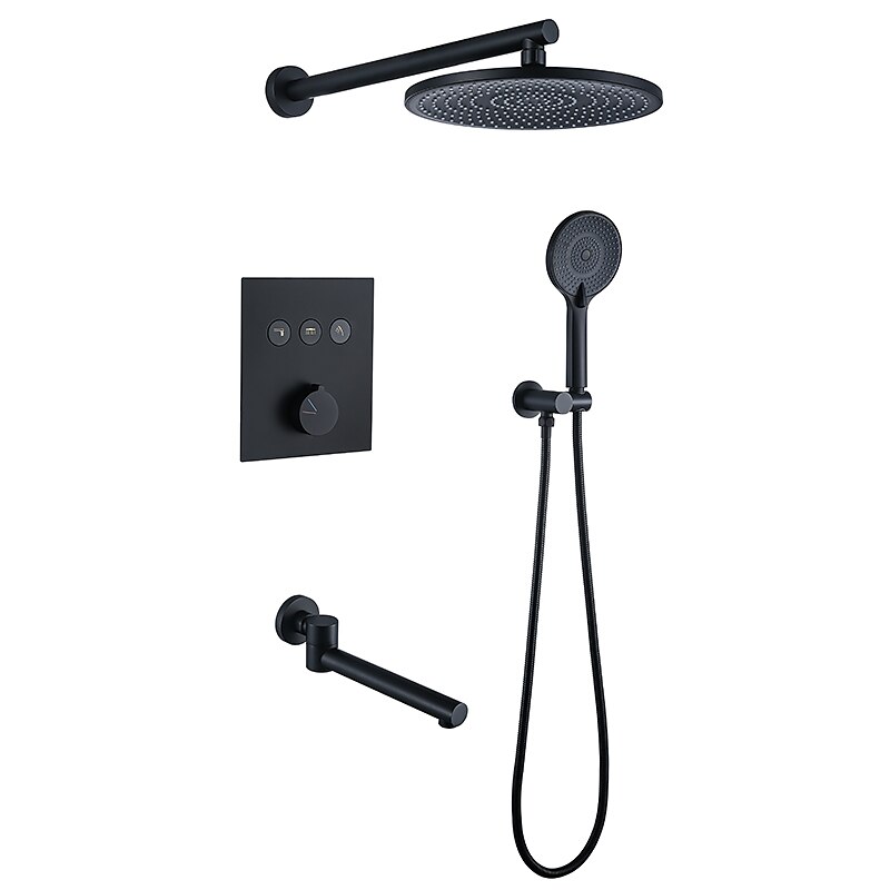 10 Inch Round Shower Faucets Sets,3-Function Matte Black / Chrome Complete with Brass Shower Head and Solid Brass Handshower Mount Inside Rainfall Shower Head System 2025 - $566.99 –P16