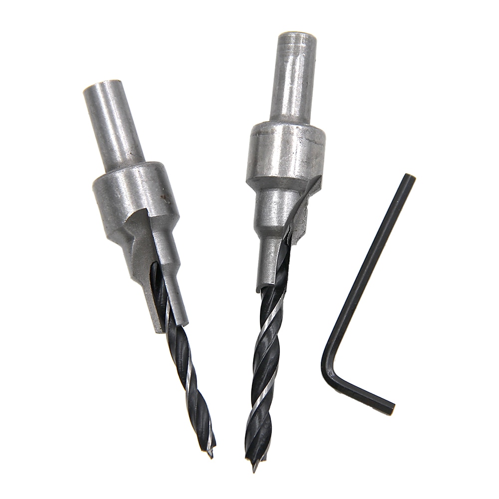 2025年 2本/セットドリルビットセット皿穴2枚刃3段4mm/6mm 5mm/7mmウッドリーマー木工面取りキット用電動工具  コレクション – $9.99 –P2