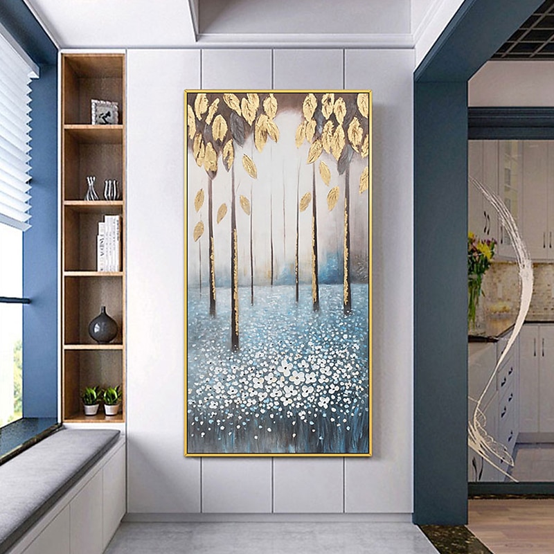 هانغ رسمت النفط الطلاء رسمت باليد عمودي الأزهار / النباتية الحديث بدون إطار داخلي 2026 - $108.99 –P5