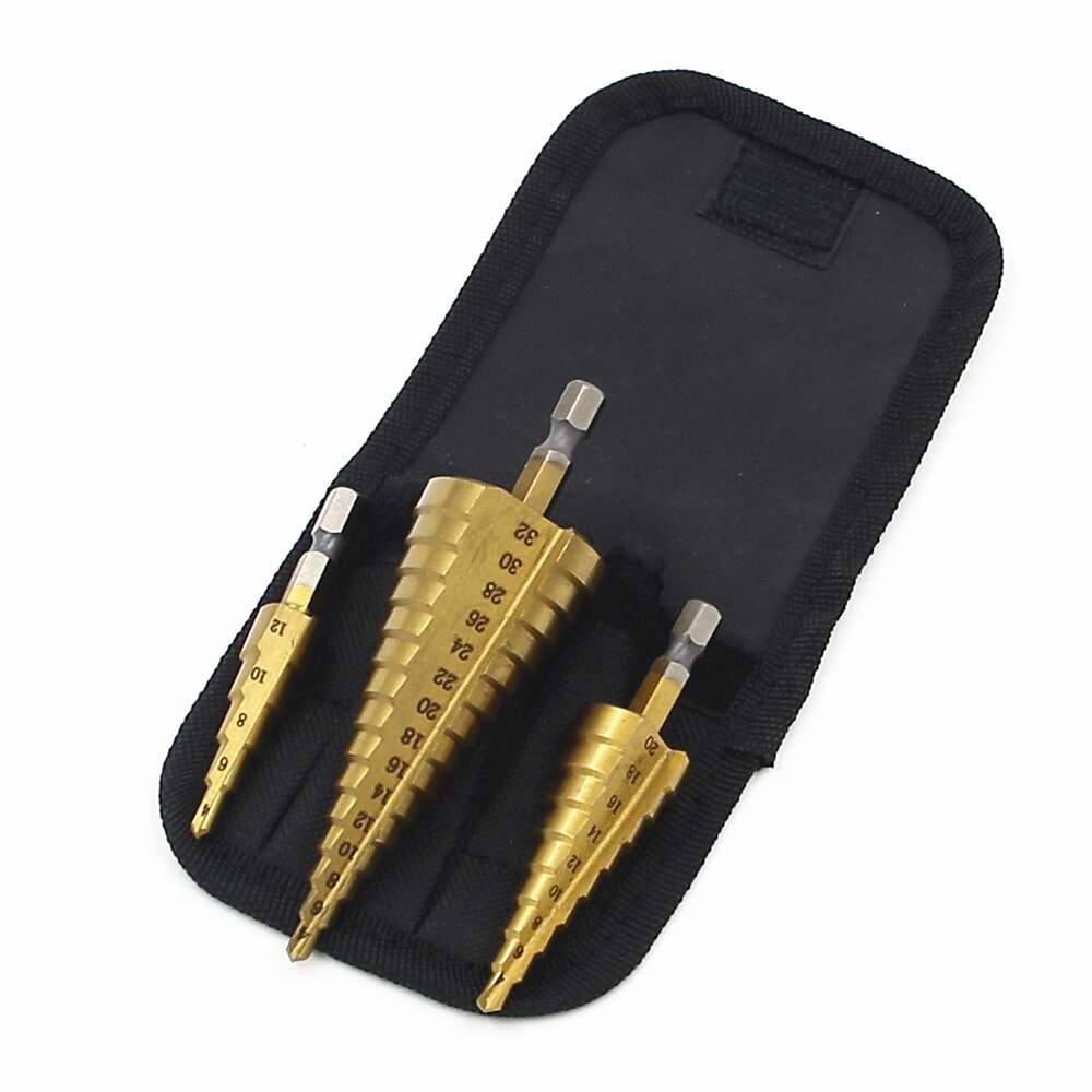 Step Drill Bits Nylon Bag Packing 3pcs HSS Straight  Grooved Core Cone 1/4 Hex Shank 4mm To 12mm 20mm 32mm Chamfer Hole Cut Cutter 2025 - $22.99 –P1