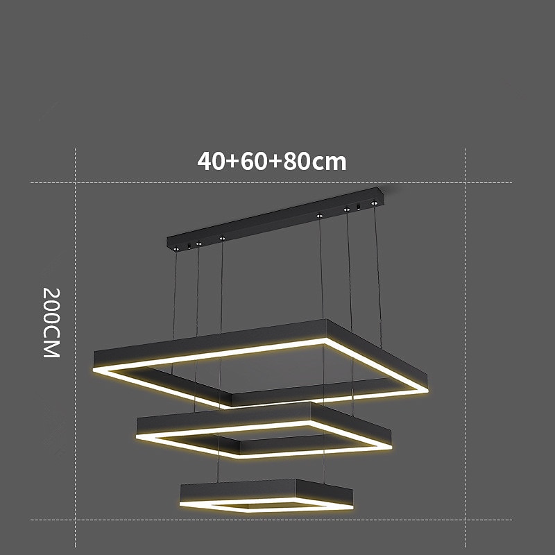 80 cm pendel LED lagdelt lysekrone moderne enkel kvadratisk nordisk soverom stue spisestuelampe 2025 - $499.99 –P10