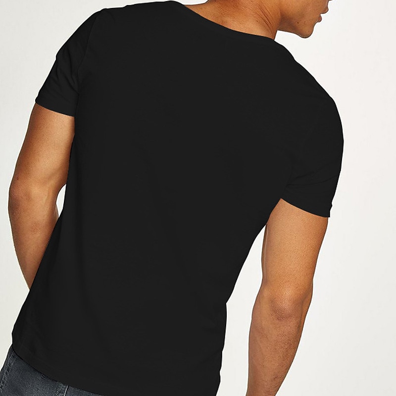Men's T Shirt Short Sleeve V Neck Summer Plain Sports Fashion Lightweight Vacation Casual Holiday Black White Red Top Tee for Men 2025 - GBP £11 –P2