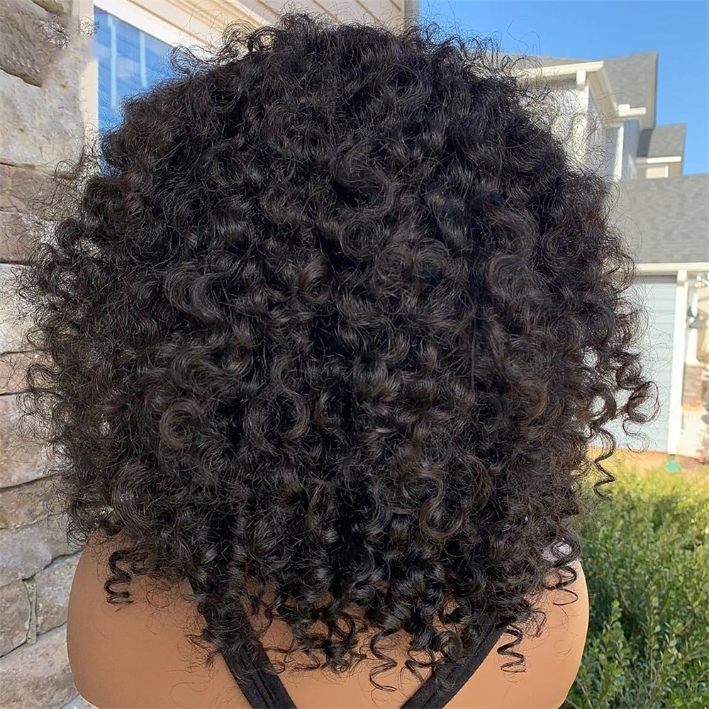 Capelli umani di Remy Parrucca Riccio Con frangia Natura nera Senza tappo Brasiliano Per donna Nero Naturale 8 pollici 10 pollici 12 pollici Da mare Festa / Serata Da tutti i giorni del 2025 a $82.99 –P4