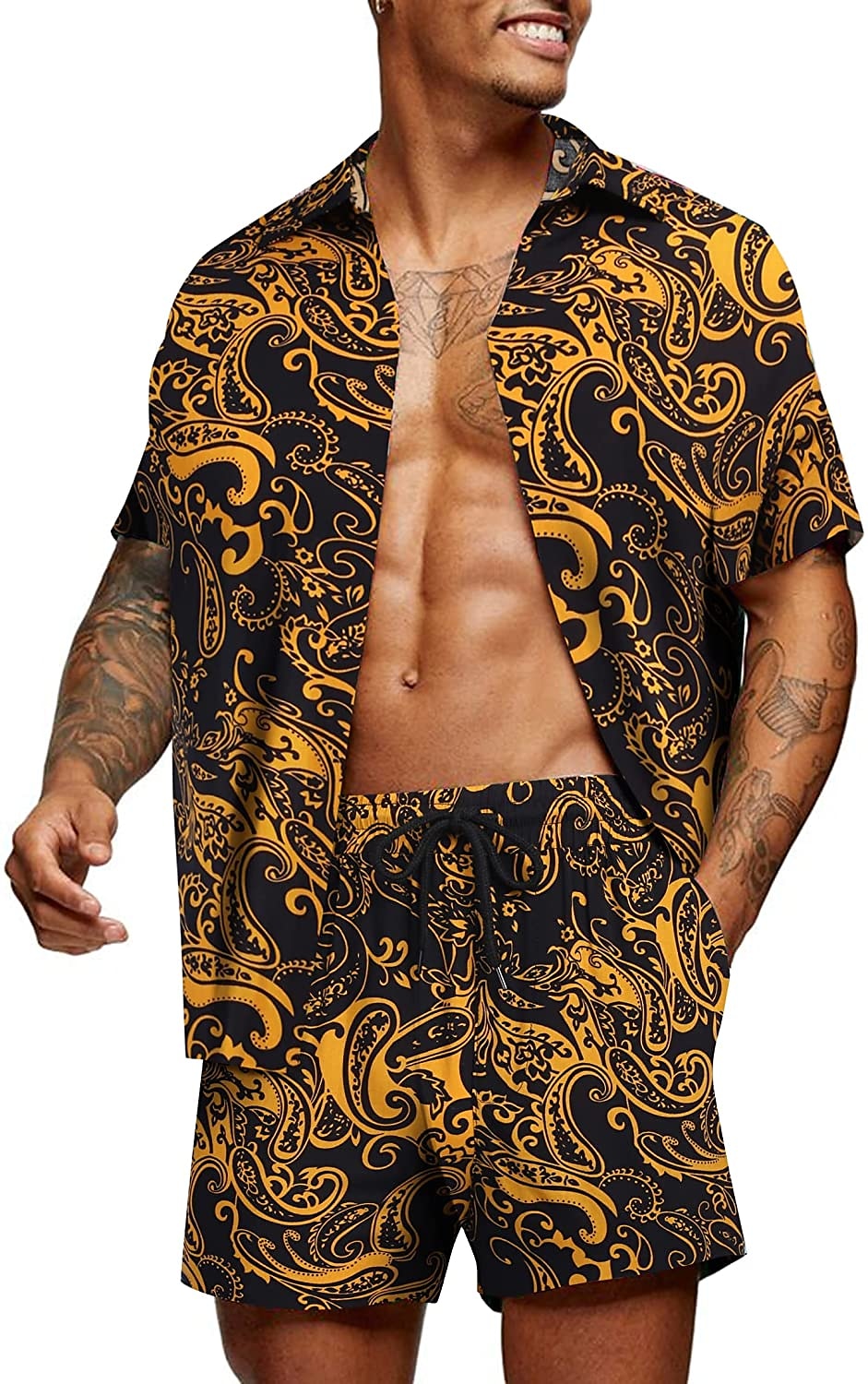 Men's Floral Graphic Tropical Flowers 2pcs Shirts Sets Summer Hawaiian Shirt Short Sleeve Short Pants Turndown Designer Beach Vacation Casual Daily 3D Summer Silver Red / White Green / Black 2025 - $34.99 –P10