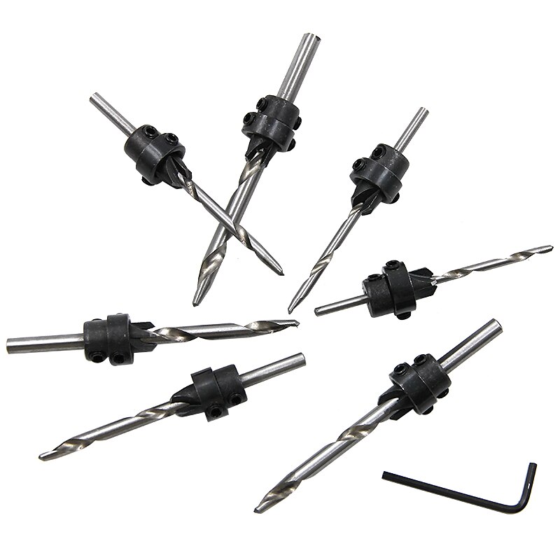 Countersink Drill Bits With Adjustable Depth Stop Collar Wood Woodworking 7pc Drilling Hole Saw 4 Flute 2025 - $13.99 –P1
