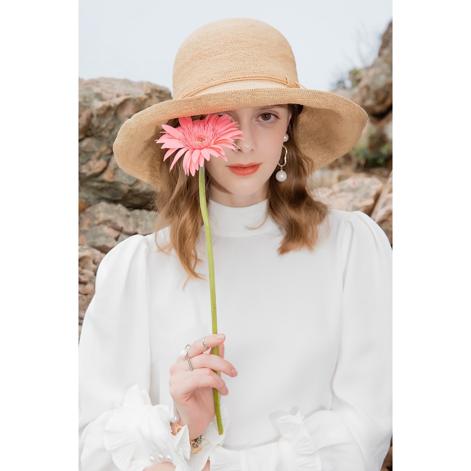 chapéus de palha de fibra natural com bowknot 1 peça casual headpiece de 2025 por $60.99 –P3