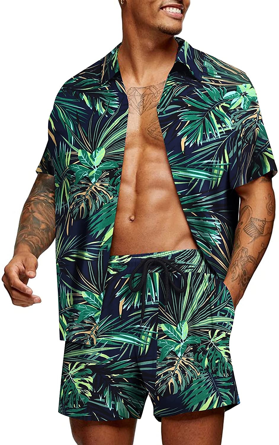 Men's Floral Graphic Tropical Flowers 2pcs Shirts Sets Summer Hawaiian Shirt Short Sleeve Short Pants Turndown Designer Beach Vacation Casual Daily 3D Summer Silver Red / White Green / Black 2025 - $34.99 –P1