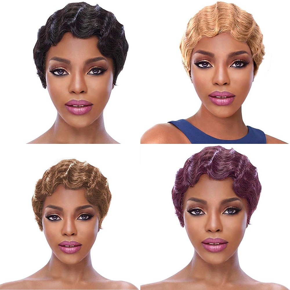 pieno fatto a macchina parrucche onde della barretta corte acconciature capelli umani di remy ondulati pixie cut nessuno parrucca del merletto marrone naturale marrone scuro del 2026 a $33.13 –P7