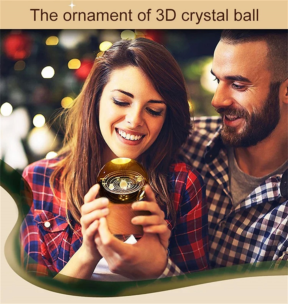 Glowing Planetary Galaxy Crystal Ball Night Lights USB Power Warm White Bedside Light Christmas Kid Gift Night Lamp 2025 - $8.99 –P3