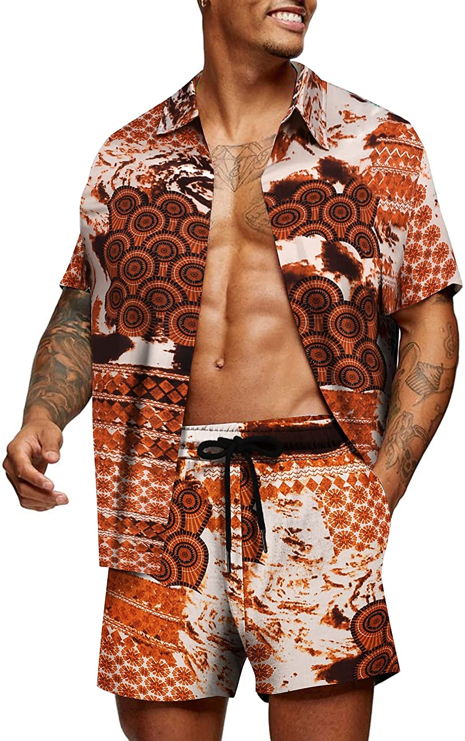 Men's Floral Graphic Tropical Flowers 2pcs Shirts Sets Summer Hawaiian Shirt Short Sleeve Short Pants Turndown Designer Beach Vacation Casual Daily 3D Summer Silver Red / White Green / Black 2025 - $34.99 –P16
