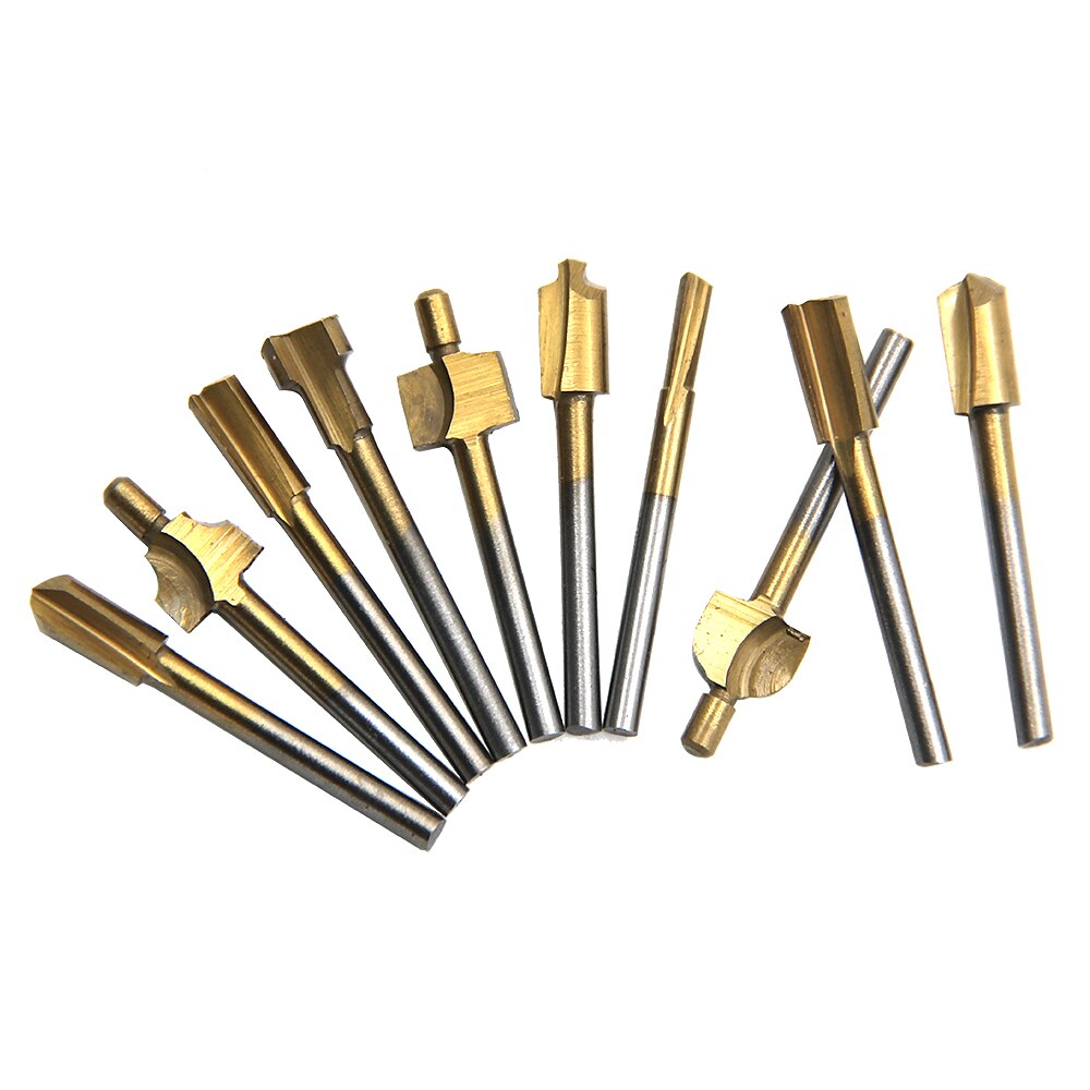 10PCS Titanium  Router Bits Set Mini Shank High Speed Steel Drill Bits Files Rotary For Woodden Cutter Tools 2025 - $19.99 –P2