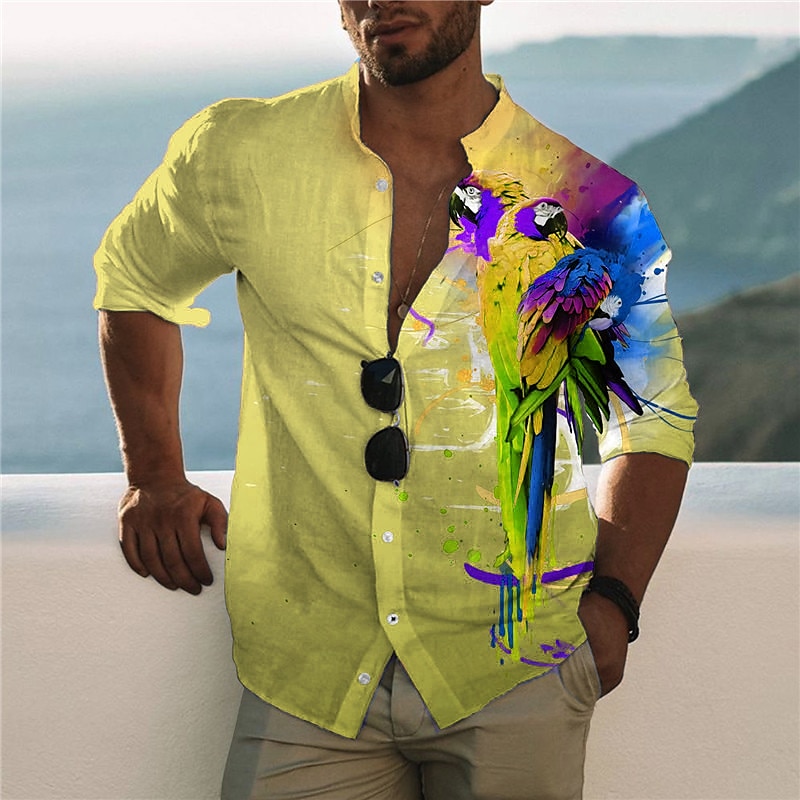 Herr Grafisk Djur Hawaiisk Skjorta Hawaii skjorta Aloha skjorta Kortärmad Skjorta Hög krage Mode Designer Ledigt Utomhus Semester Ledigt Gul Blå Purpur Tryck S M L 2025 - $26.99 –P4