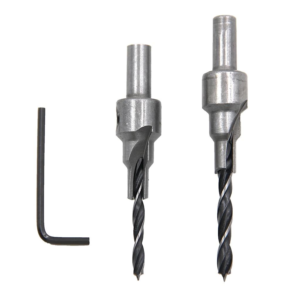 2025年 2本/セットドリルビットセット皿穴2枚刃3段4mm/6mm 5mm/7mmウッドリーマー木工面取りキット用電動工具  コレクション – $9.99 –P6