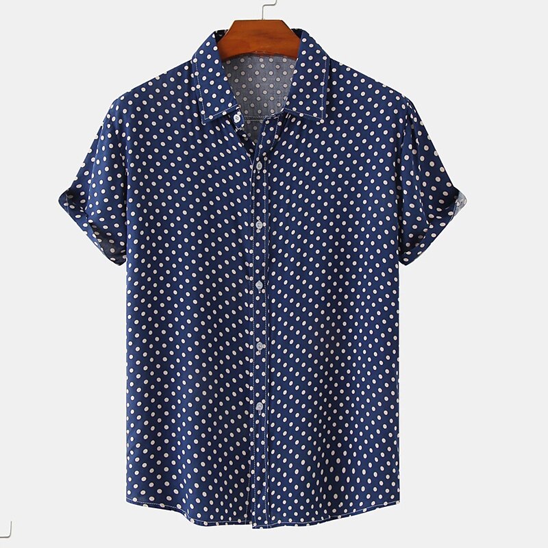 Herren Hemd Sommerhemd Knopfhemd Strandhemd Hawaiihemd Sommerhemd Schwarz Weiß Armeegrün Blau Kurzarm Punkt Umlegekragen Outdoor Strasse Button-Down Bekleidung Modisch Brautkleider schlicht 2025 - $17.49 –P3