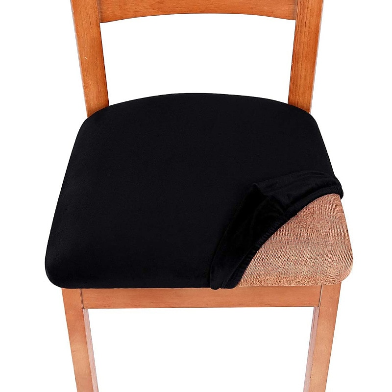 2 coprisedili per sedia da pranzo in velluto fodera bianca nera, fodera per cuscino per sala da pranzo elasticizzata, protezione per mobili rimovibile e lavabile con lacci del 2025 a $15.49 –P8