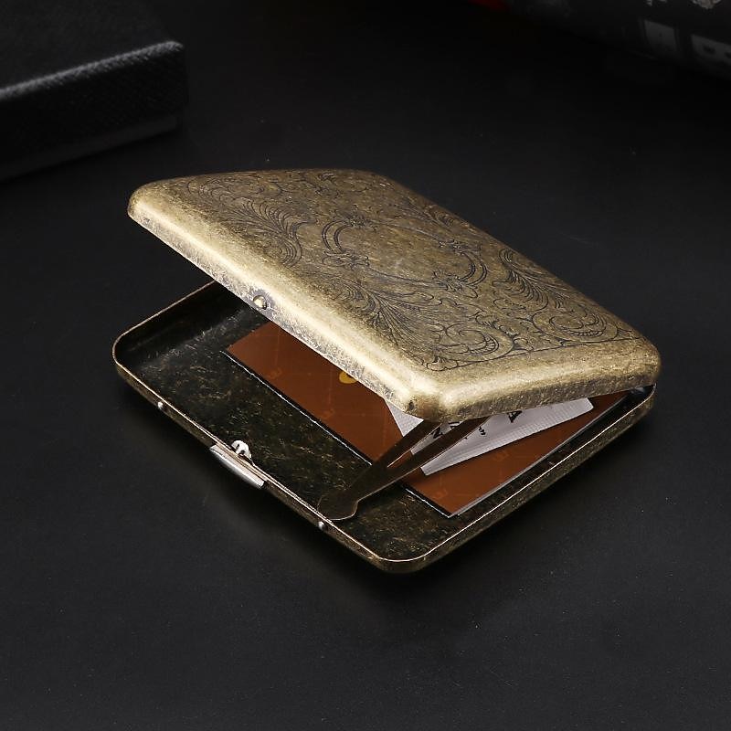 vintage sigarettenkoker met beide zijden open ter ondersteuning van de generatie van brons gecondenseerde bloem metalen flip-top gesneden (kan 20 sigaretten bevatten) 2025 - $15.49 –P4