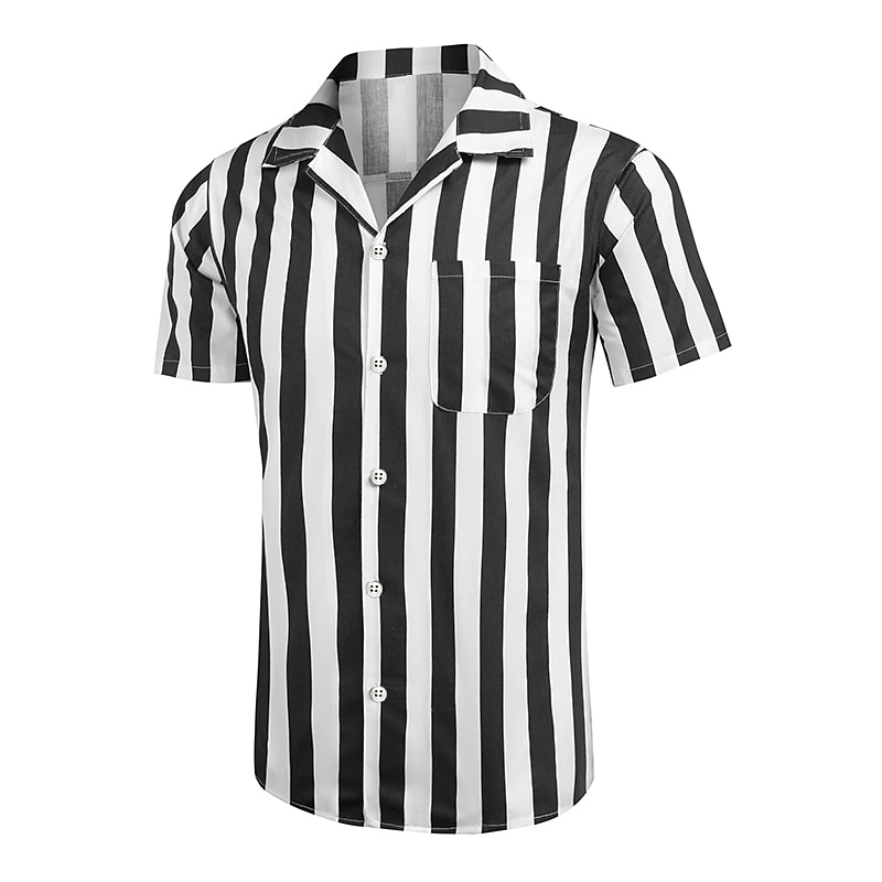 Per uomo Camicia Camicia Estiva Camicia casual Camicia con colletto cubano Camicia con Bottoni Camicia con collo camp Nero Blu Manica Corta A righe Collo ripiegato Stampa 3D Ferie Righe Abbigliamento del 2025 a $21.99 –P8