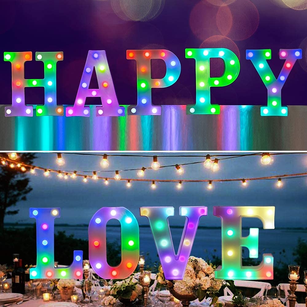 LED lettre lumières signe 26 lettres alphabet avec télécommande allumer des lettres signe coloré pour veilleuse mariage/fête d'anniversaire alimenté par batterie lampe de noël bar à la maison de 2025 ? $14.49 –P11
