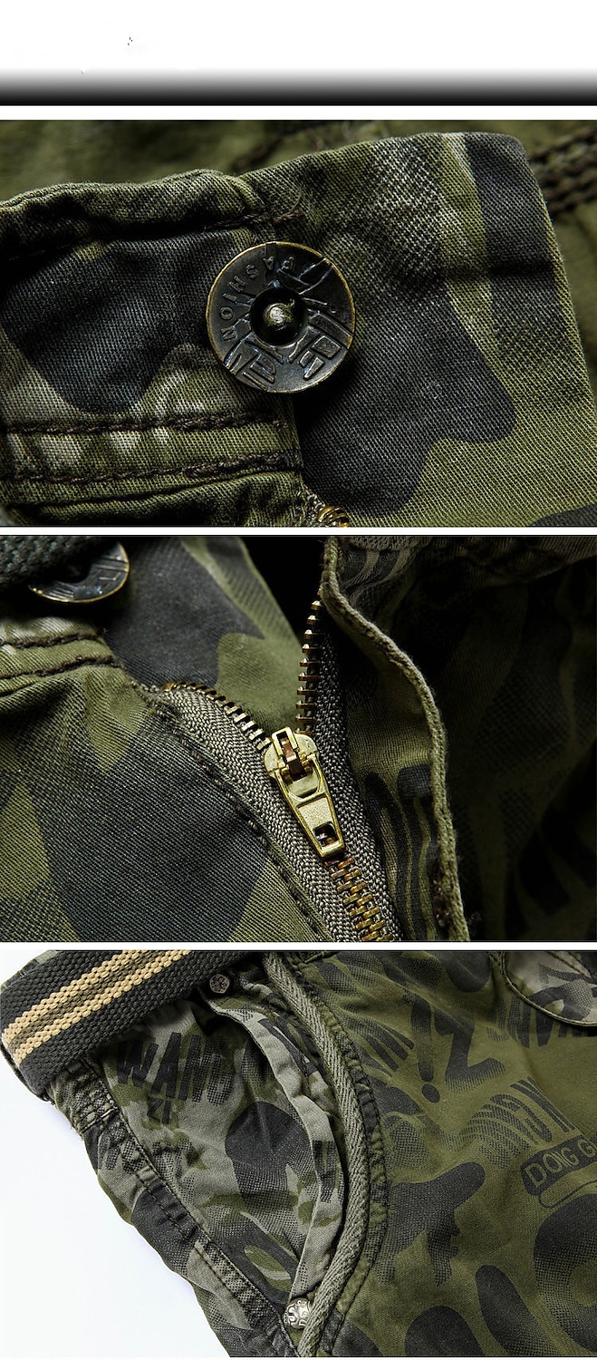 Homme Shorts cargo Short camouflage Shorts de Randonnée Multi-poches Camouflage Longueur Genou Quotidien ancien Streetwear Vert Véronèse Bleu de 2025 ? $28.99 –P5