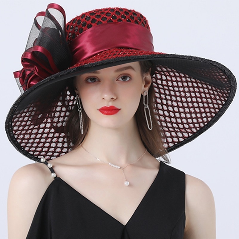 Cappelli copertura cappello a secchiello in tulle organza cappello da sole matrimonio Kentucky corsa di cavalli giornata delle donne moda stile vintage con fiore a fiocco copricapo copertura per del 2026 a $49.99 –P3