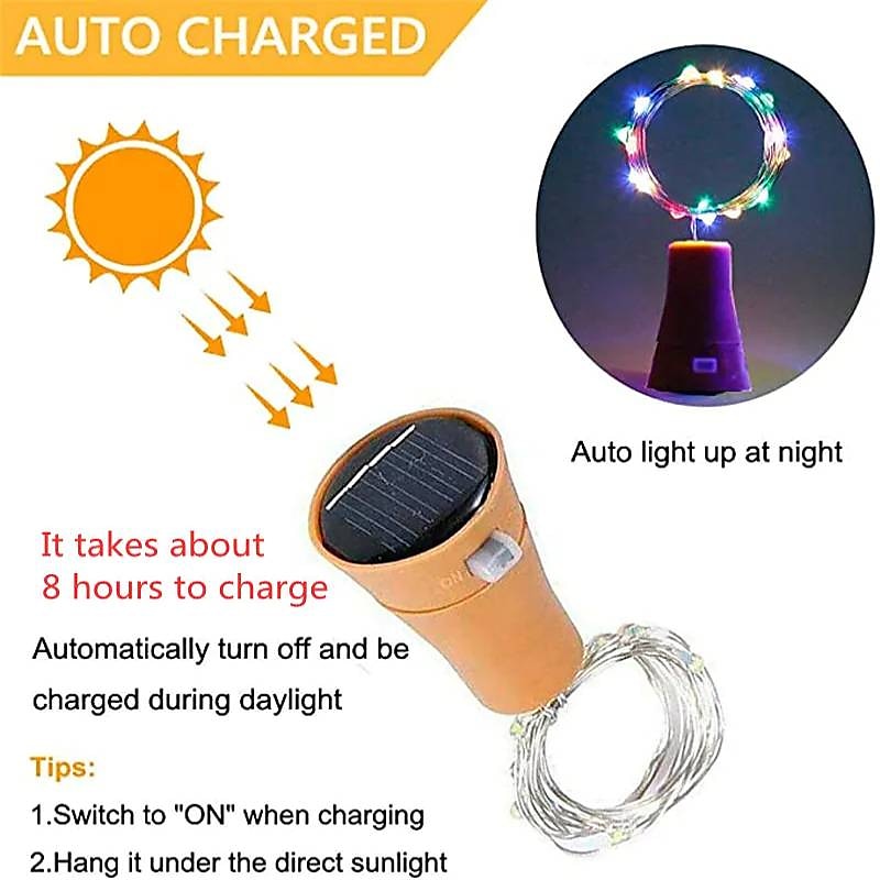 Solar Wine Bottle String Lights Outdoor Wedding Decoration 2m 20LED Fairy Lights with Cork Waterproof  Light Copper Garland Patio Garden String Lights 10pcs 6pcs 2pcs 2026 - $13.99 –P9