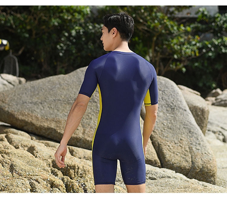 Voor heren Duikskin pak UV-zonbescherming Sneldrogend Lichtgewicht Korte mouw Zwempak Rits Aan De Voorzijde Zwemmen Duiken Surfen Snorkelen Strand Watersport Lapwerk Zomer 2025 - $36.99 –P6