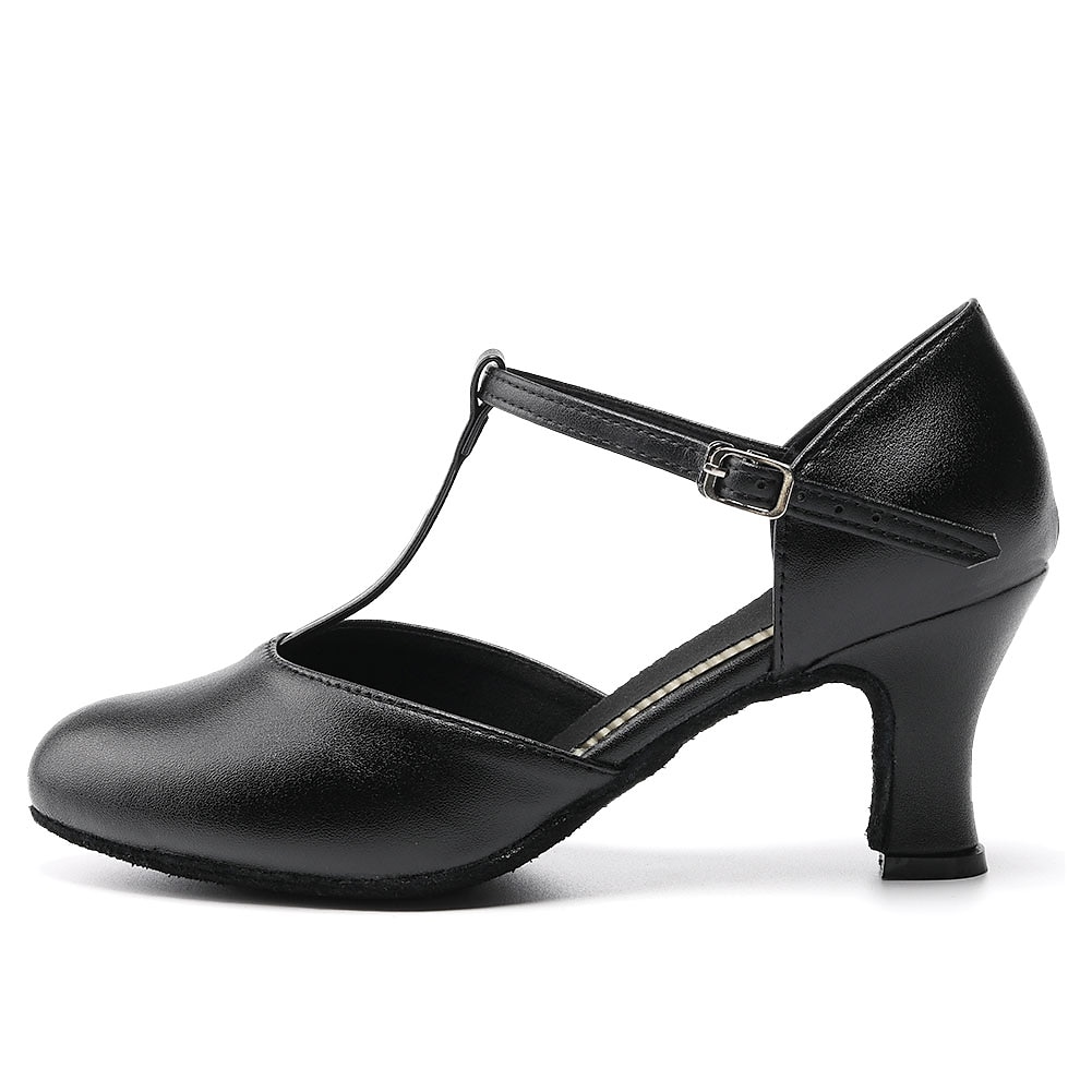 Dame Ballett Moderne sko Karakter sko Ytelse Trening Ballroom-dans Semsket Sko Enkel Stil Øvelse Spenne Kubansk hæl Lukket Tå Spenne T-stropp Voksne Svart 2025 - $46.99 –P1