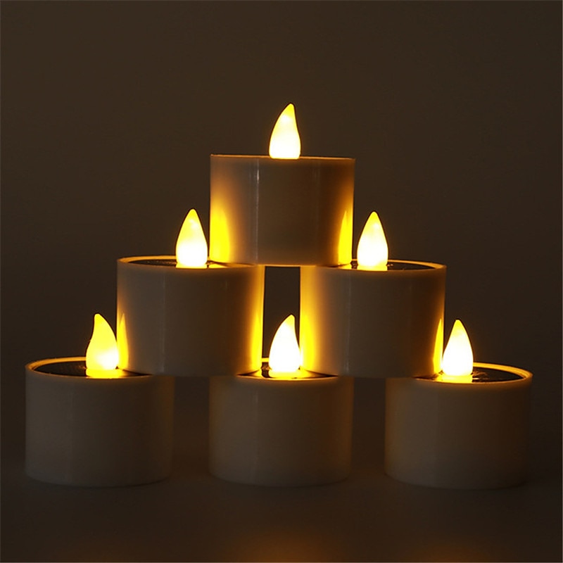 6/12 pièces bougies solaires sans flamme led fausses bougies chauffe-plat scintillantes décoration de jardin extérieur lumière décoration de fête de mariage romantique éclairage 6x 12x de 2025 ? $21.99 –P2