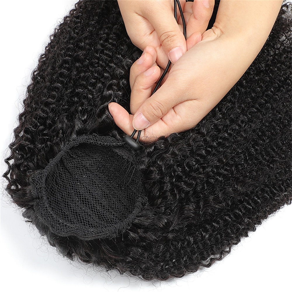 cheveux humains cordon queue de cheval pour les femmes noires 8a brésilienne vierge afro crépus bouclés 4b-4c perruque clip en queue de cheval extension une pièce de cheveux humains pièces naturel de 2025 ? $48.99 –P5