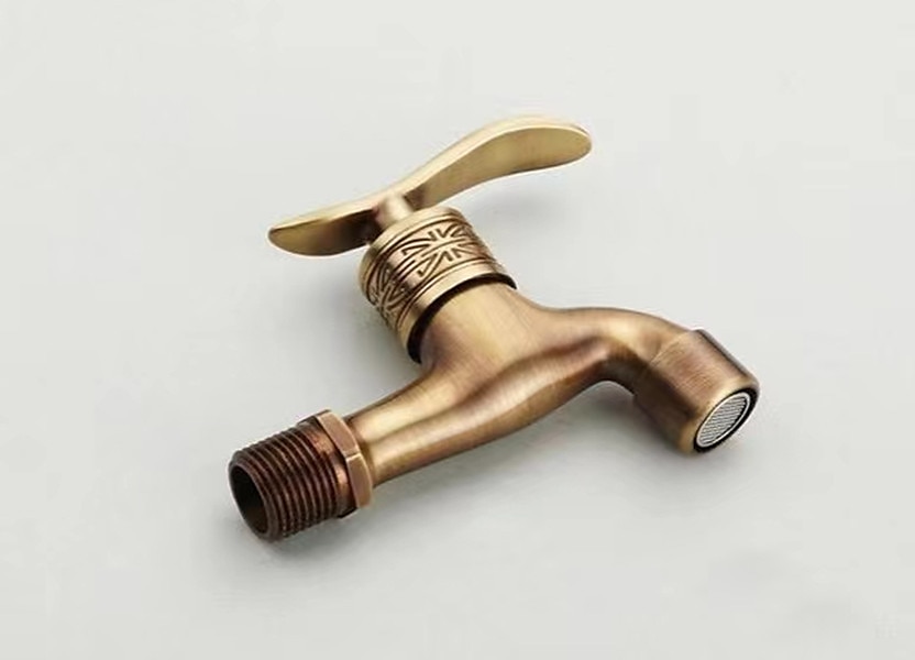 Outdoor Faucet,Wall Mount Antique Brass Faucet,Garden Outdoor Decorative Hose 1/2 inch Connection Spigot Carving Desigh with Cold Water Only 2025 - $37.99 –P8