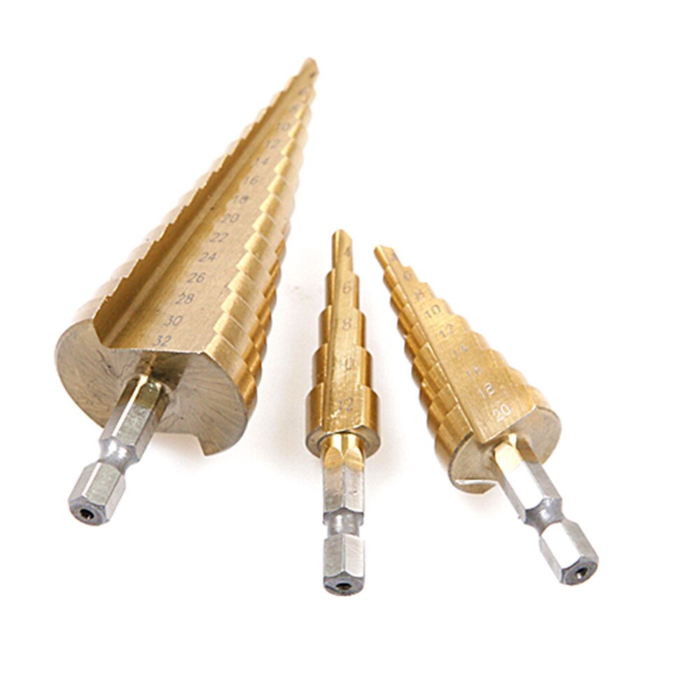 Step Drill Bits Nylon Bag Packing 3pcs HSS Straight  Grooved Core Cone 1/4 Hex Shank 4mm To 12mm 20mm 32mm Chamfer Hole Cut Cutter 2025 - $22.99 –P2