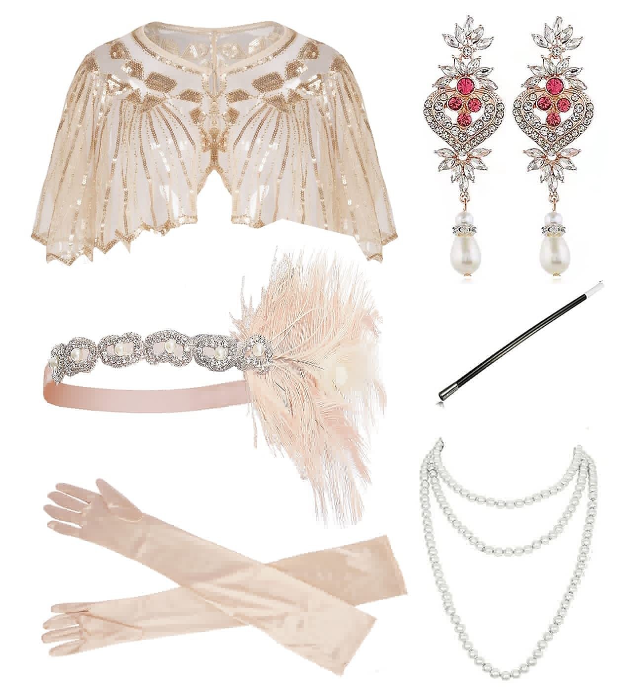1920er Retro Vintage Zubehörset Flapper-Schals Der große Gatsby Charleston Hochzeitsgast Kostüm Damen Maskerade Party / Abend Hochzeitsempfang Junggesellinnenabschiedsparty Erwachsene Schal 2026 - $45.99 –P3