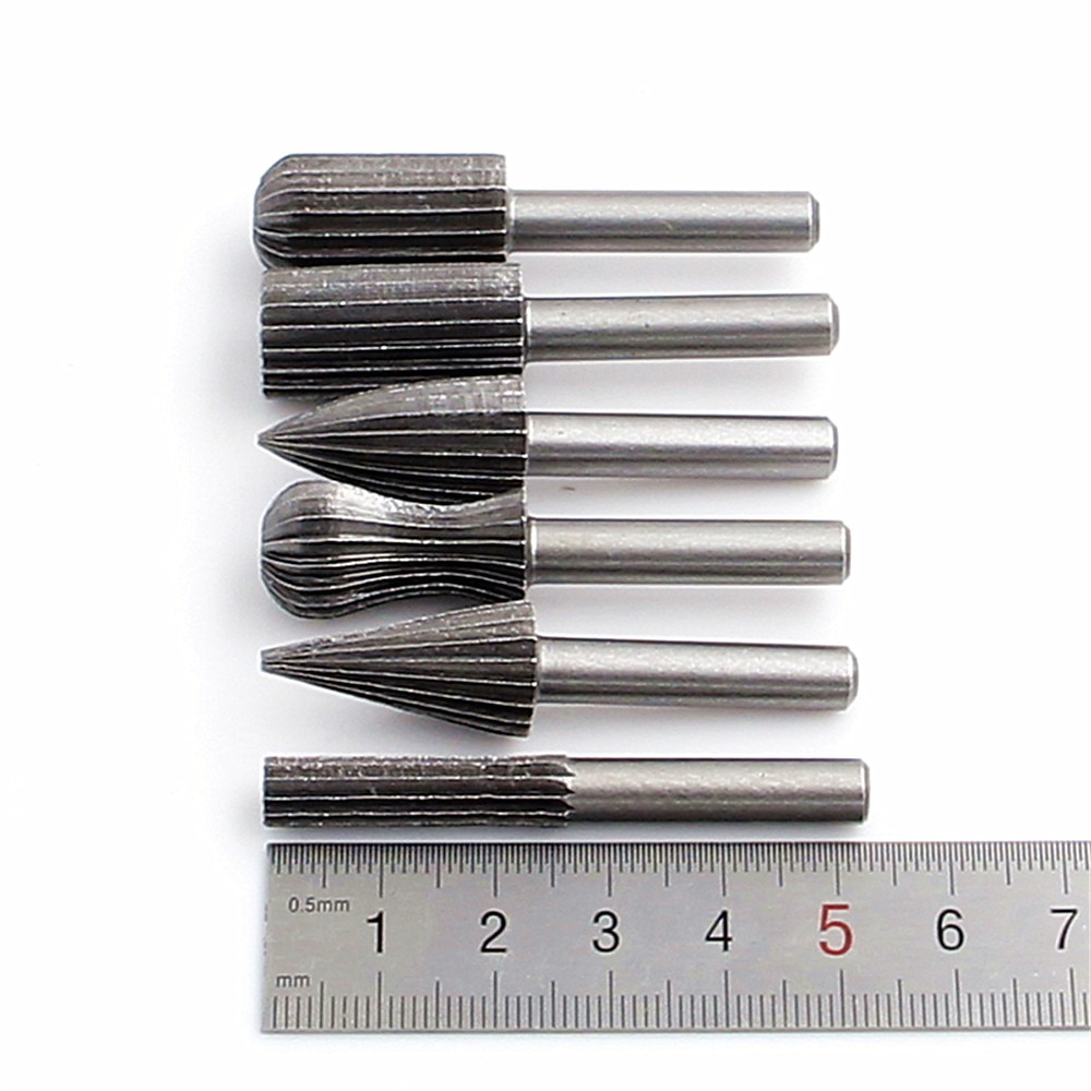 6 bucăți 6 mm tijă rotundă din oțel tungsten freze freze freza gravare șlefuire pentru unelte rotative pentru prelucrarea lemnului diy 2025 - $17.99 –P2