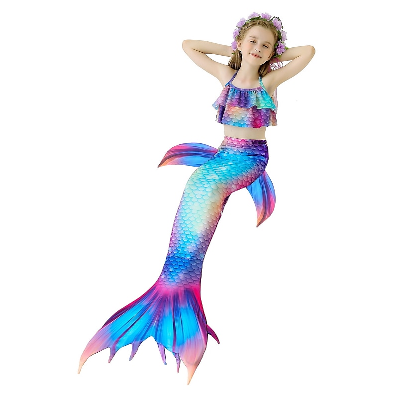 Enfants Fille Trois pièces Maillots de bain sirène Maillot de Bain Plage Natation Bloc de couleur à imprimé arc-en-ciel Actif Imprimer Maillots de bain 3-10 ans Eté Rose Claire Rose poussiéreuse de 2025 ? $36.99 –P5