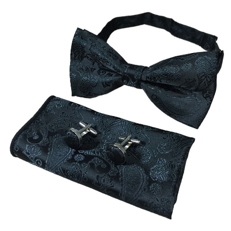 Men's Ties Bow Tie Pocket Square Cufflinks Sets Bow Tie Gift Box Work Wedding Gentleman Jacquard 2025 - $13.99 –P5
