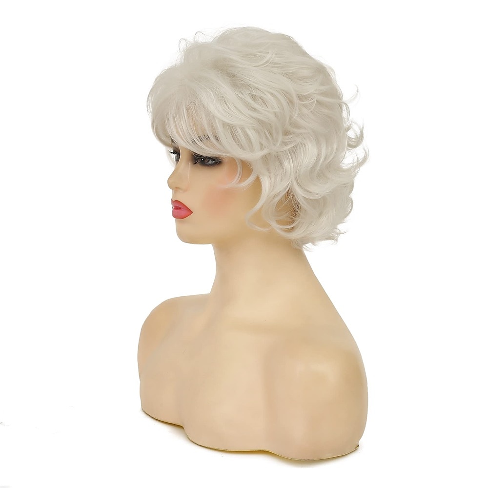 parrucche grigie corte ricci per le donne parrucca sintetica naturale soffice a strati cosplay di halloween resistente al calore del 2025 a $24.99 –P5