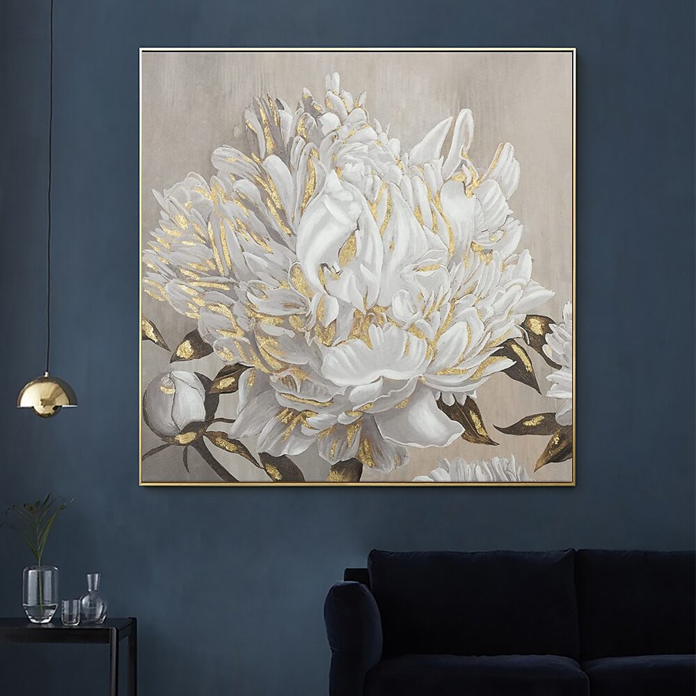 هانغ رسمت النفط الطلاء رسمت باليد مربع الأزهار / النباتية الحديث بدون إطار داخلي 2025 - $83.99 –P5