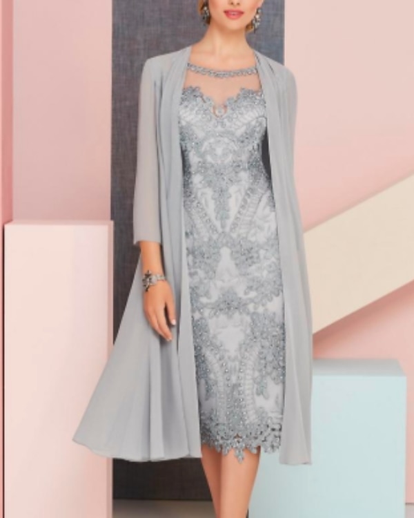 Stylowy otulacz dla kobiet Elegancka ochrona przed słońcem 3/4 długości rękawa Szyfonowe otulacze dla gości weselnych z czystym kolorem na wiosenne i letnie wesele 2025 - $30.99 –P1