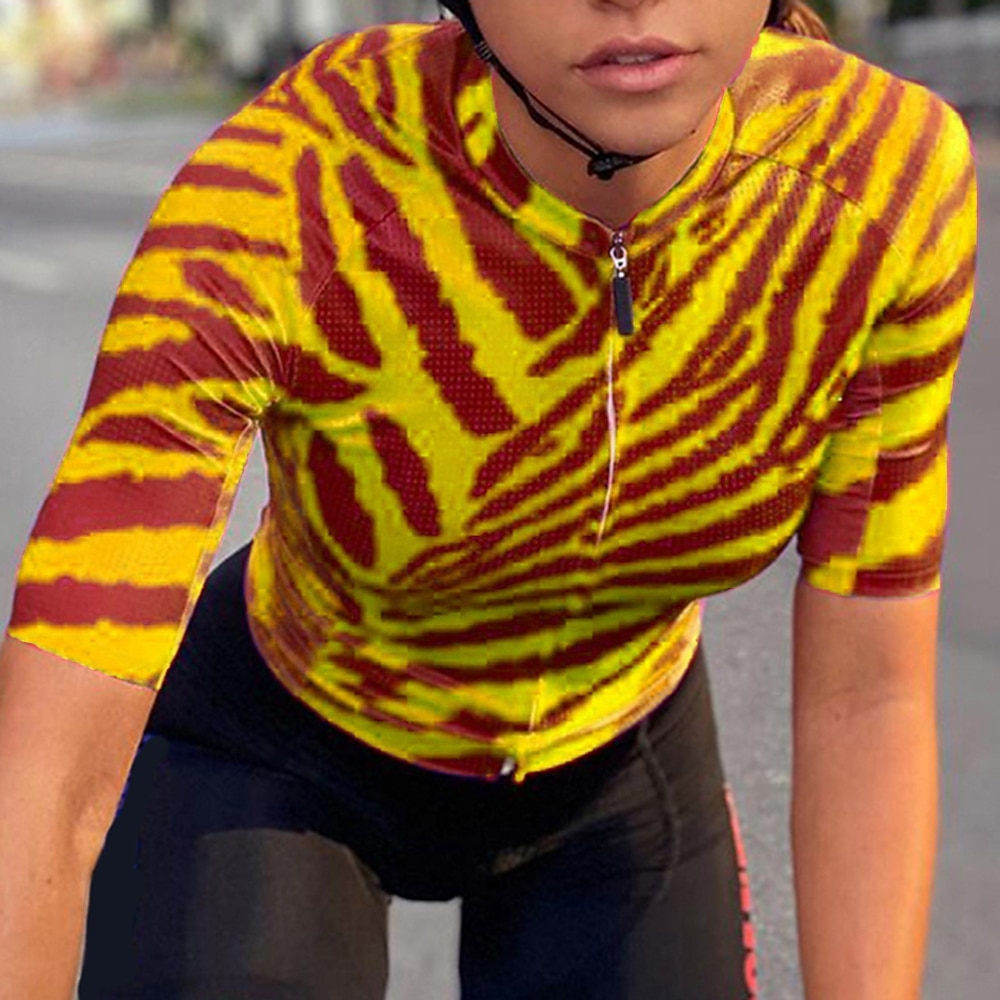 Mujer Maillot de Ciclismo Cebra Manga Corta Bicicleta Maillot Camiseta con 3 bolsillos traseros MTB Bicicleta Montaña Ciclismo Carretera Secado rápido Bandas Reflectantes Bolsillo trasero Dispersor 2025 - $29.99 –P4