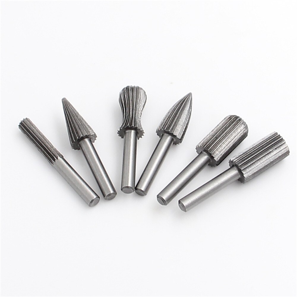 6 bucăți 6 mm tijă rotundă din oțel tungsten freze freze freza gravare șlefuire pentru unelte rotative pentru prelucrarea lemnului diy 2025 - $17.99 –P4