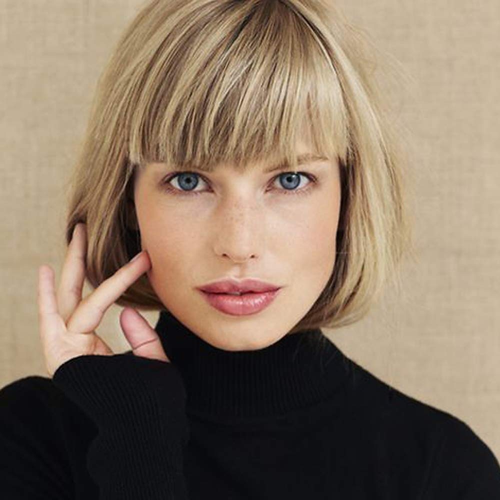 Short Blonde Bob Wig with Air Bangs Length Heat Resistant