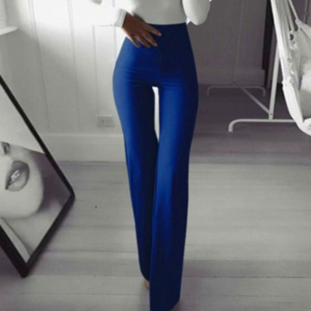 Women‘s Casual / Sporty Athleisure Flare Chinos Bell Bottom Wide Leg Full Length Dress Pants Weekend Yoga Stretchy Plain Comfort Mid Waist Slim White Black Blue Wine Coffee S M L XL 2023 - US $16.99 –P5